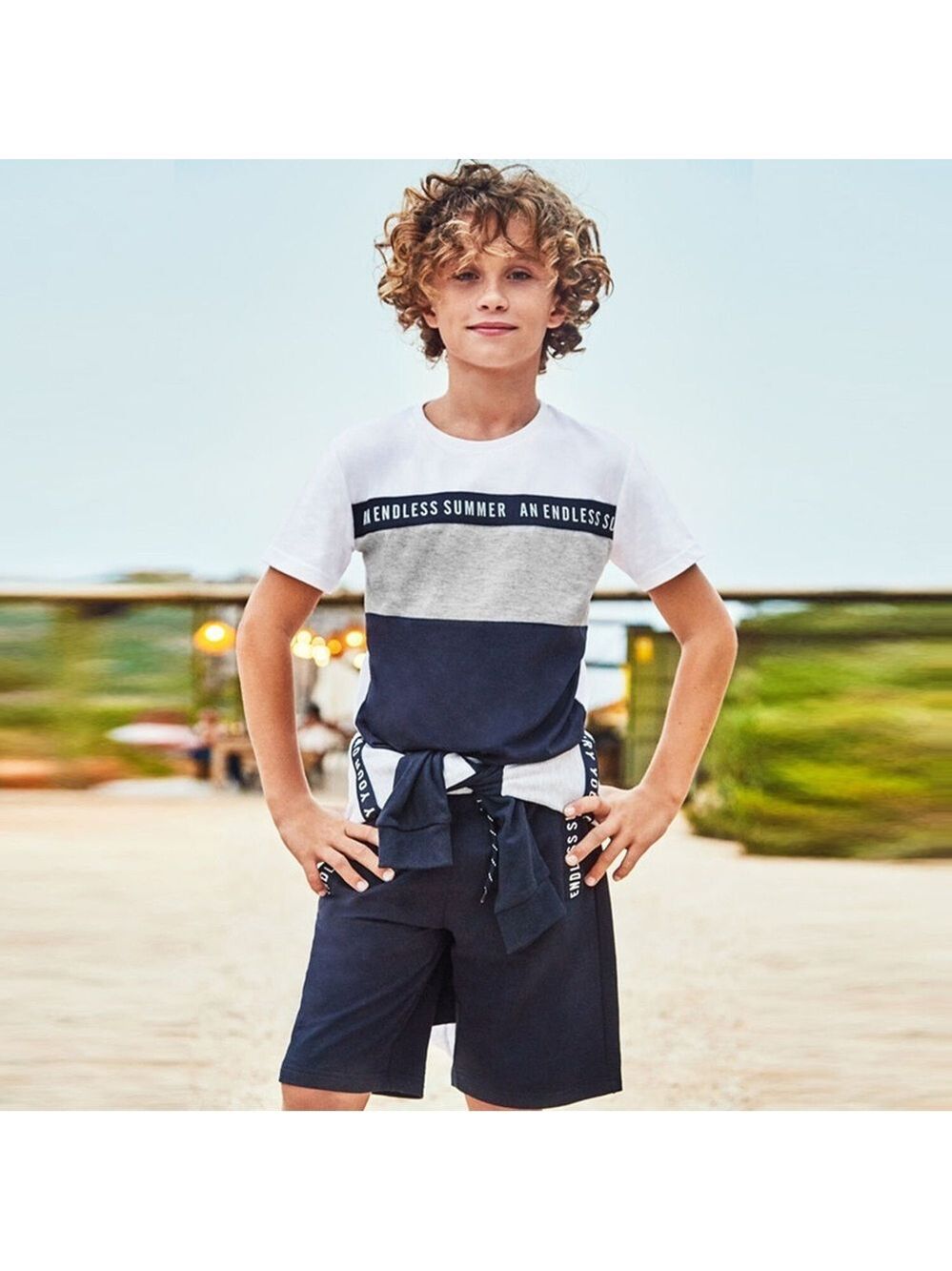 Mayoral Kids Athletic Set in Navy and White